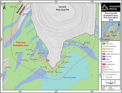 Exhibit A. A map showing the location of all drill holes drilled as part of the Drill Program in the Pine Cove Area. (CNW Group/Anaconda Mining Inc.)