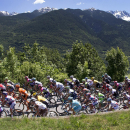The pack pedals during the 17th stage of the Giro d'Italia, Tour of Italy cycling race from Tirano to Lugano, Switzerland, Wednesday, May 27, 2015. Alberto Contador maintained his grip on the overall lead of the Giro d'Italia, while Sacha Modolo won a bunch sprint at the end of the 17th stage for his second victory in this year's race. (Claudio Peri/ANSA via AP)
