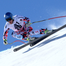 Matthias Mayer, of Austria, competes during a men's World Cup downhill training session, in Saalbach Hinterglemm, Austria, Friday, Feb. 20, 2015. (AP Photo/Pier Marco Tacca)