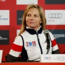 2015 AWSC Organizing Committee president Ceil Folz looks on during a press conference prior to the women's Super G in the FIS alpine skiing world championships at Raptor Racecourse. Mandatory Credit: Jeff Swinger-USA TODAY Sports