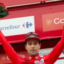 Giant-Alpecin Team rider Tom Dumoulin of the Netherlands celebrates on the podium after winning the 17th stage individual time trial of the Vuelta Tour of Spain cycling race in Burgos, Spain, September 9, 2015. REUTERS/Joseba Etxaburu