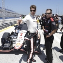 Will Power prepares for qualifying at the IndyCar Series race at the Milwaukee Mile in West Allis, Wis., Sunday, July 12, 2015. (AP Photo/Jeffrey Phelps)