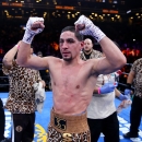 NEW YORK, NY - APRIL 11:  Danny Garcia celebrates after his fight against Lamont Peterson during the Premier Boxing Champions Middleweight bout at Barclays Center on April 11, 2015 in the Brooklyn borough of  New York City.  (Photo by Elsa/Getty Images)