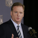 NFL Commissioner Roger Goodell speaks to reporters during the NFL's spring meetings in San Francisco, Wednesday, May 20, 2015. (AP Photo/Jeff Chiu)