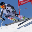 Benjamin Thomsen, of Canada, competes during a men's World Cup downhill training session, in Saalbach Hinterglemm, Austria, Friday, Feb. 20, 2015. (AP Photo/Pier Marco Tacca)