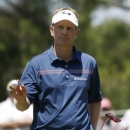 Jun 25, 2016; Bethesda, MD, USA; Billy Hurley III of the United States waves to the crowd after making bogey on the third hole during the third round of the Quicken Loans National golf tournament at Congressional Country Club - Blue Course. Mandatory Credit: Geoff Burke-USA TODAY Sports