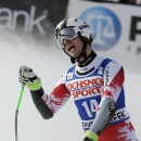 Hannes Reichelt, of Austria, reacts after finishing his run in the men's World Cup super-G ski reace Saturday, Dec. 6, 2014, in Beaver Creek, Colo. (AP Photo/John Locher)