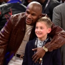 February 15, 2015; New York, NY, USA; Professional boxer Floyd Mayweather during halftime of the 2015 NBA All-Star Game at Madison Square Garden. Mandatory Credit: Bob Donnan-USA TODAY Sports