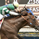 In a photo provided by Benoit Photo, Talco and jockey Rafael Bejarano, foreground, catch Midnight Storm, with Tyler Baze, at the wire to win the Grade I $400,000 Shoemaker Mile horse race Saturday, June 13, 2015, at Santa Anita in Arcadia, Calif. (Benoit Photo via AP)