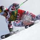 Austria's Marcel Hirscher speeds down the course during an alpine ski, men's World Cup giant slalom competition, in Kranjska Gora, Slovenia, Saturday, March 14, 2015. (AP Photo/ Shinichiro Tanaka)