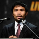 Mar 11, 2015; Los Angeles, CA, USA; Manny Pacquiao during a press conference to announce his fight with Floyd Mayweather fight on May 2, 2015 at Los Angeles. Mandatory Credit: Robert Hanashiro-USA TODAY Sports