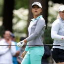 Jun 12, 2016; Sammamish, WA, USA; Lydia Ko, left watches her drive along with Brittany Lincicome on the third hole during the final round of the KPMG Women's PGA Championship at Sahalee Country Club - South/North Course. Mandatory Credit: Joe Nicholson-USA TODAY Sports