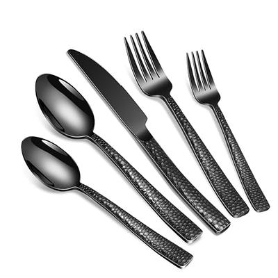 Blahoslav 48-Piece Matte Black Silverware Set with Steak Knives, Black Flatware Set for 8, Stainless Steel Tableware Cutlery Set, Utensil Sets for Kit