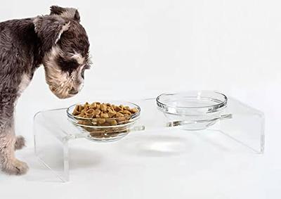Small Medium Cat Dog Raised Pet Bowl Stand Elevated Feeder w/ Dual 2 Steel  Bowls