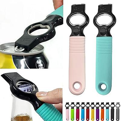 Can Opener and Beer Bottle Opener Bartender with 4.2 Long Silicone Handle,  Pop Top Can Tab Opener for Long Nails, Bottle Opener for Arthritic Hand