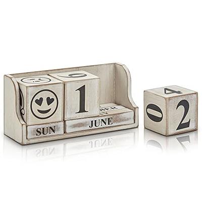 1pc Wooden Perpetual Desk Calendar Blocks,Desk Accessories Wood