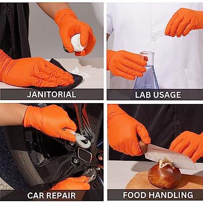 GLOVEWORKS HD Industrial Orange Nitrile Gloves with Raised Diamond Texture  Grip, Box of 100, 8 Mil, Size Small, Latex Free, Powder Free, Textured