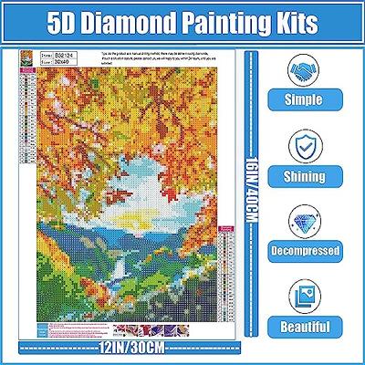 Landscape Diamond Painting Kits,Maple Leaf Diamond Art Kits for Adult,  Sunset & Scenery Diamond Dots Painting, DIY 5D Paint by Diamonds Art  Crafts,Perfect for Home Wall Decor (16 x 12 Inch) 