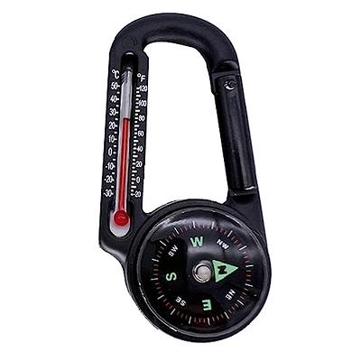 Camping Hiking Ball Compass Thermometer Key Buckle Carabiner