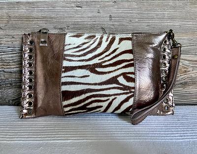 Cowhide Wristlet Monogram Y' Custom Clutch Phone Purse Handbag Brown  Leather Western