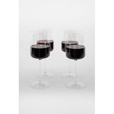 Elegant Crystal Straight Edge Design - Set of 4 Wine Glasses