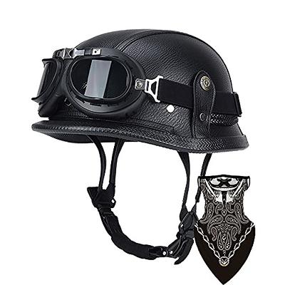 Light Breathable Motorbike Off-Road Helmet - Retro Motorcycle Full Face  Helmets with Quick Release Buckle DOT Approved Motocross Modular Helmet for