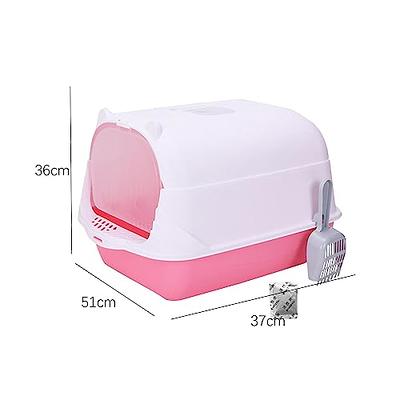 Semi Enclosed Cat Toilet Portable Container Sand Box Open Top Pet Kitten  Litter Pan for Rabbits Dog Small Large Cats Blue