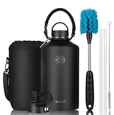  EALGRO Half Gallon Insulated Water Bottle Jug with Straw, 64 oz  Large Stainless Steel Sports Metal Water Flask with Handle, Thermal Water  Cup Mug with 2 Lids, Indigo Black : Sports