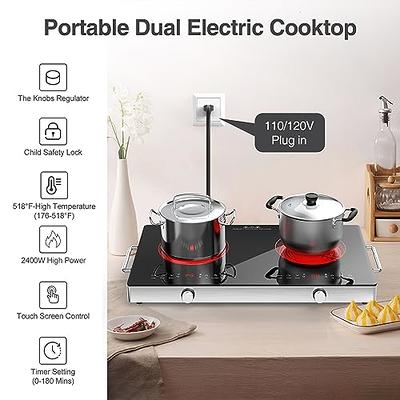 2400W Portable Induction Cooktop Countertop Cooker Double Burner Cooktop  Stove