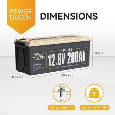 Power Queen LiFePO4 Lithium Battery 12V 50Ah Deep Cycle 640Wh BMS