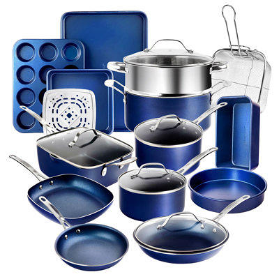 Kenmore Elite 10 Piece Aluminum Diamond-infused Ceramic Nonstick Cookware  Set In Blue : Target