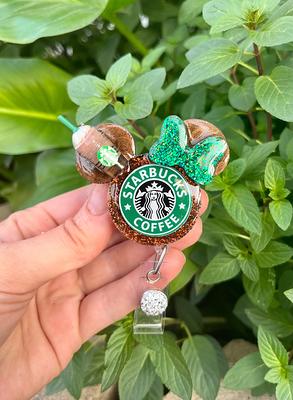 Mouse Coffee Badge Reel, Reel Nurse, Custom, Personalized, Glitter