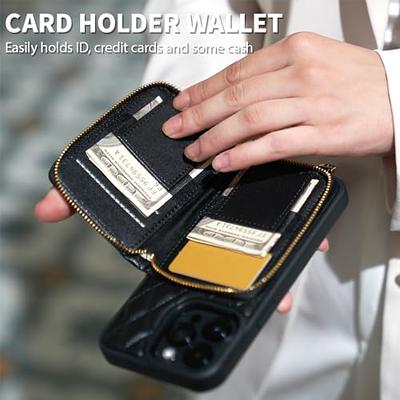Quilted Leather Card Holder Wallet with RFID Blocking