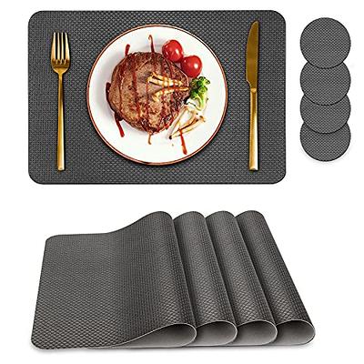 Placemats Set of 6, Heat Stain Scratch Resistant Faux Leather Table Mats  Non-Slip Wipeable Waterproof Washable Indoor Outdoor/Indoor for Dining  Table