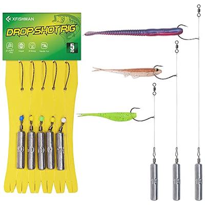 Drop Shot Rigs for Bass Fishing Ready Rig with Hooks and Sinker Weights ( Hook Size 3/0-Weight 3/8 oz-Qty 5) - Yahoo Shopping