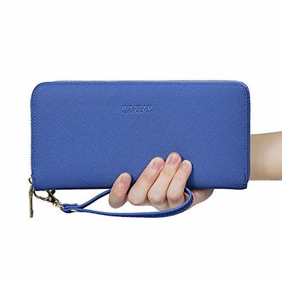 WOZEAH Women s RFID Blocking PU Leather Zip Around Wallet Clutch