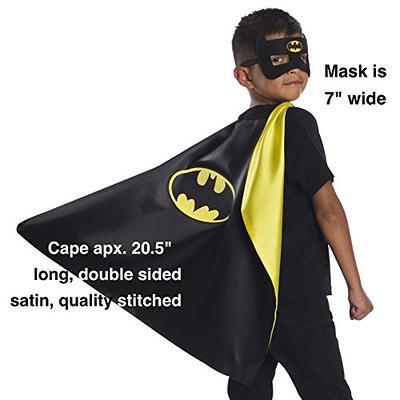 BATMAN Cape & Mask Set, Black & Yellow Boys Party Super Hero Fancy Dress