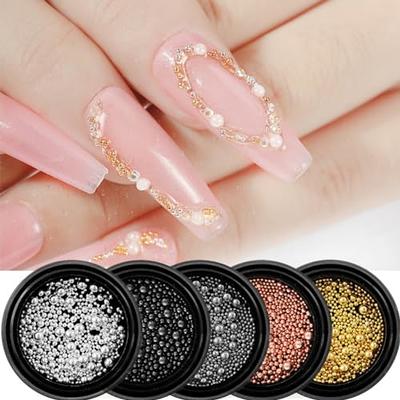 2Pcs Gold Silver Mini Metallic Caviar Nail Beads for 3D Metal Nail Ball  Decoration Manicure Tools