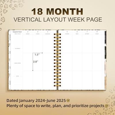 Hardcover Planner 2024-2025 Daily Weekly and Monthly Planner Spiral Bound  8×10, Jan.2024–Jun.2025, Calendar Book 2024 Day Planner with Stickers,  Gift Box & 18 Month Dividers, Leopard - Yahoo Shopping