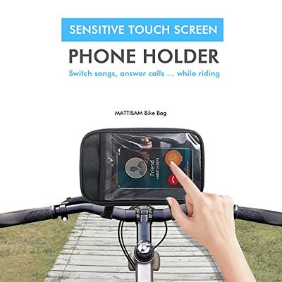 MattiSam Bike Basket Front, Bike Handlebar Bag with Bike Phone Mount Fit  Phone Under 7, Electric