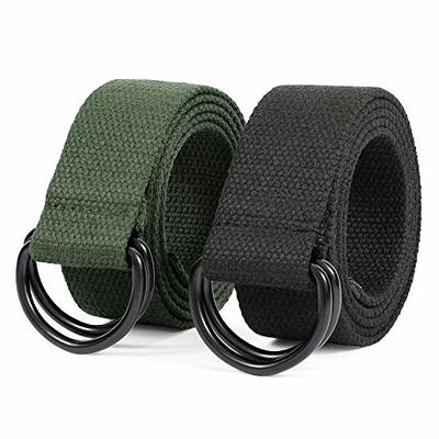 JASGOOD Set of 2 Mens Canvas Belt with Double D-ring 1 1/2 Wide Extra Long  Solid Color Web Casual Belt (Black/Army Green,Fit Waist Size 46-50 inch) -  Yahoo Shopping