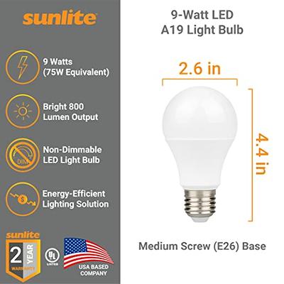 24-Pack Sunlite LED 220V A19 High Voltage Bulbs, 10 Watts (60W Equivalent),  5000K Super White, Non-Dimmable, 800 Lumens, RoHS Compliant