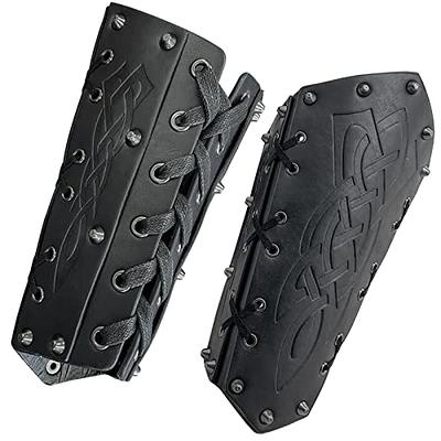 HiiFeuer Medieval PU Leather Buckle Arm Bracers, Knight LARP Retro