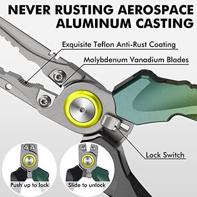 TRUSCEND Unique Lockable Fishing Pliers, 8 Aluminum Split Ring