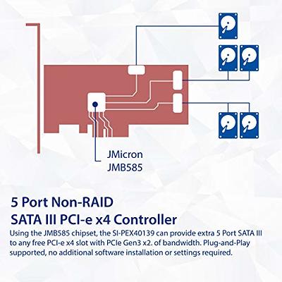 Weastlinks NVME to SATA Expansion Card M.2 to SATA Adapter M2 Connector  Internal SSD SATA 3 Port Multiplier NGFF M Key to SATA3 Controller