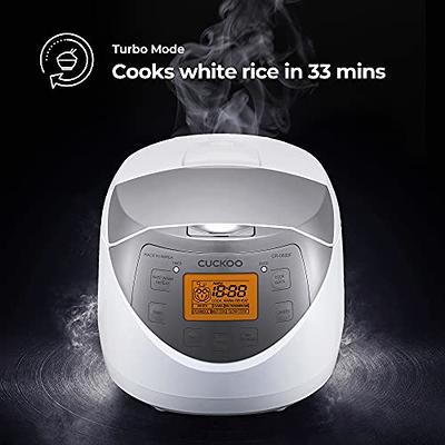 CUCKOO CRP-BHSS0609F | 6-Cup (Uncooked) Induction Heating Pressure Rice  Cooker | 16 Menu Options, Stainless Steel Inner Pot, Made in Korea | White