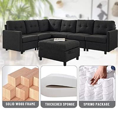 Two Seater Modular Sectional Sofa Linen Fabric Sofa Couch with Ottoman,  Seat Cushion and Back Cushion Removable and Washable - Yahoo Shopping