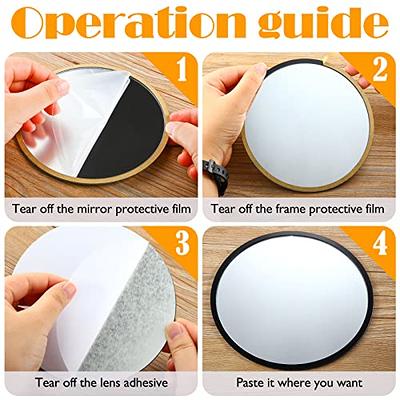  Yookeer Round Black Mirror Set of 4 Sticky Locker Mirror Self  Adhesive Acrylic Mirror for Home Bathroom and School Locker Accessories,6  Inches : Home & Kitchen