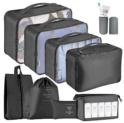 Packing Cubes - 9 PCS Travel Luggage Organizers Set Waterproof Suitcase Organizer  Bags Travel Essentials Clothes Shoes Cosmetics Toiletries Storage Bags(Black)  - Yahoo Shopping