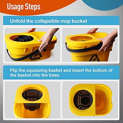 Yocada Collapsible Plastic Bucket Mop Bucket and Sponge Mop Kit